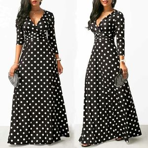 NY&C Maxi Dress 3/4 Sleeve Polka Dot